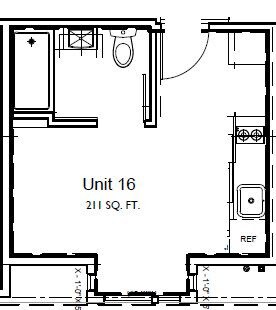 Studio - 211 sqft 16 floor plan